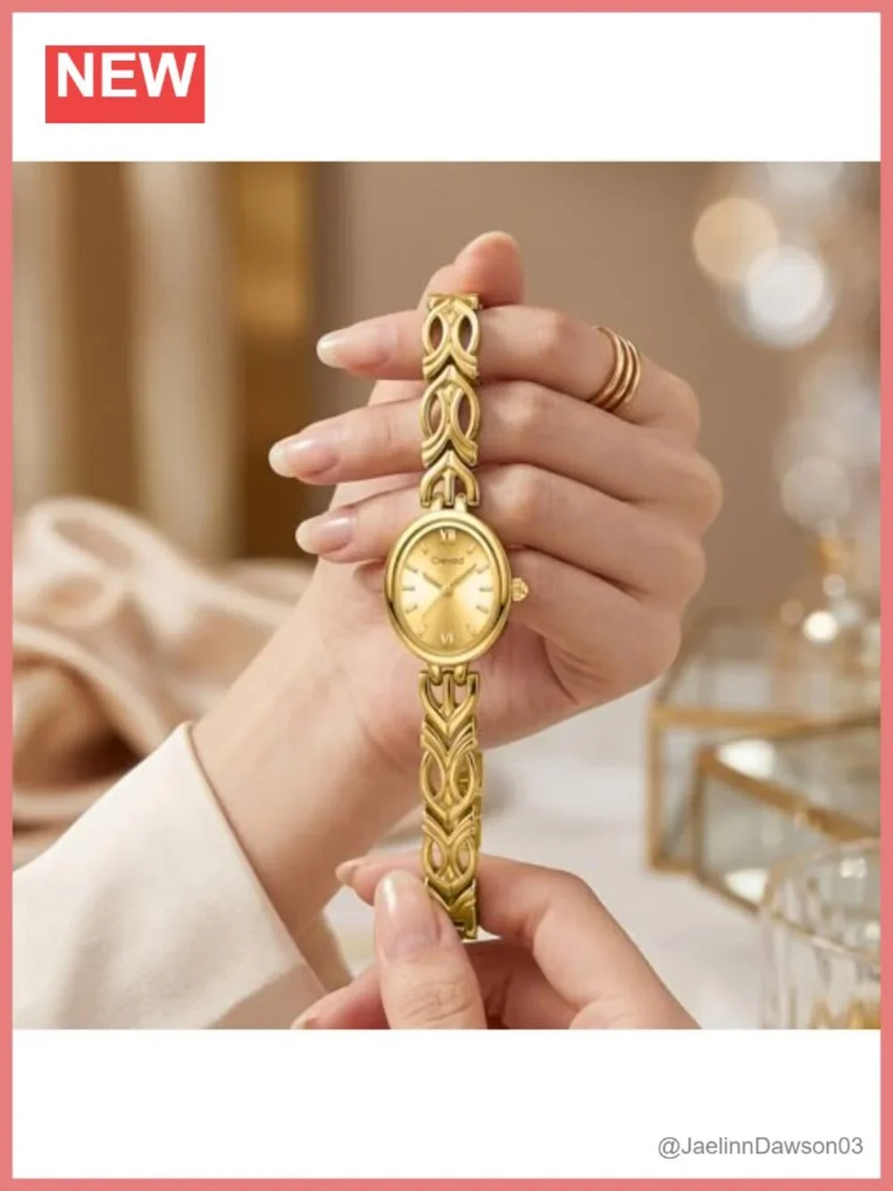 Small Gold Watch for Women Vintage Analog Bracelet Watch Waterproof Quartz
